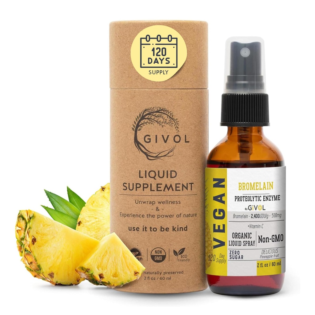 Orgaaniline toores bromelain Mist-Vedel ananassiekstrakt - suurendatud potentsi 500mg, lastele ja täiskasvanutele - seedetrakti tervise, põletikulise reaktsiooni ja tervendamise jaoks - mitte-GMO - 60ml 120 päeva pakkumine