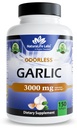 NaturaLife Labs Lõhnatu küüslauk – 3000 mg ekvivalenti serveerimise kohta – 150 softgelit – kontsentreeritud küüslaugusibula ekstrakt orgaanilise ekstra neitsioliiviõliga – GMO-vaba, gluteenivaba