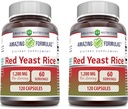 Amazing vormelid Red Pärmi riis 1200mg Serving Kapslite täiendus | Mitte-GMO | Gluteenivaba | Valmistatud USAs (120 Count | 2 Pack)