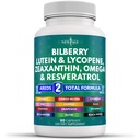 NEW AGE Eye Health Vitamiinid Bilberry Lutein & Zeaxanthin Lükopeen Resveratrool Viinamarjaseemne Astaksantiin - Silmavitamiin - 60 Count