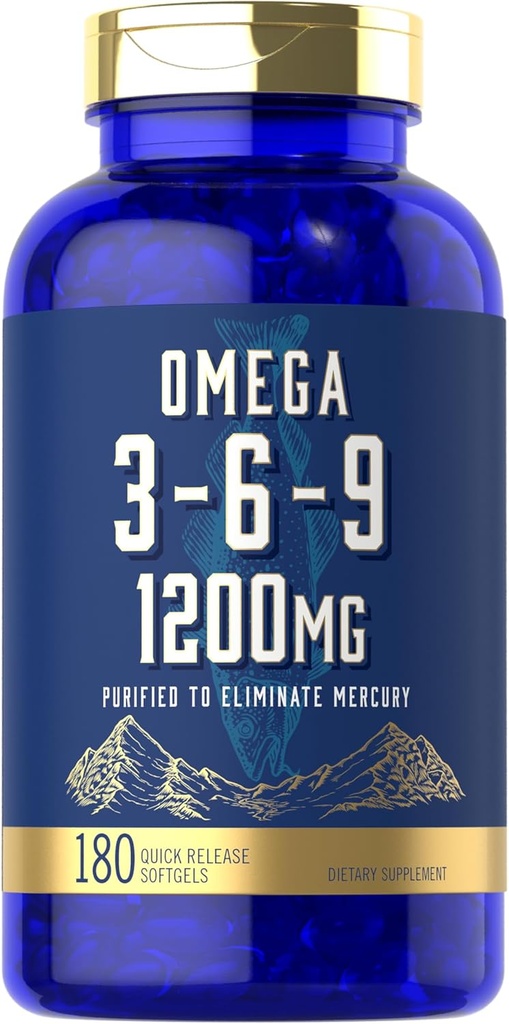 Carlyle Omega 3 6 9 Täiendus | 1200mg | 180 Softgel Kapslid | Kolmekordne Omega Kompleks | Kala, Linaseemne Ja Borage õlid EPA & DHA | Mitte-GMO & Gluteenivaba