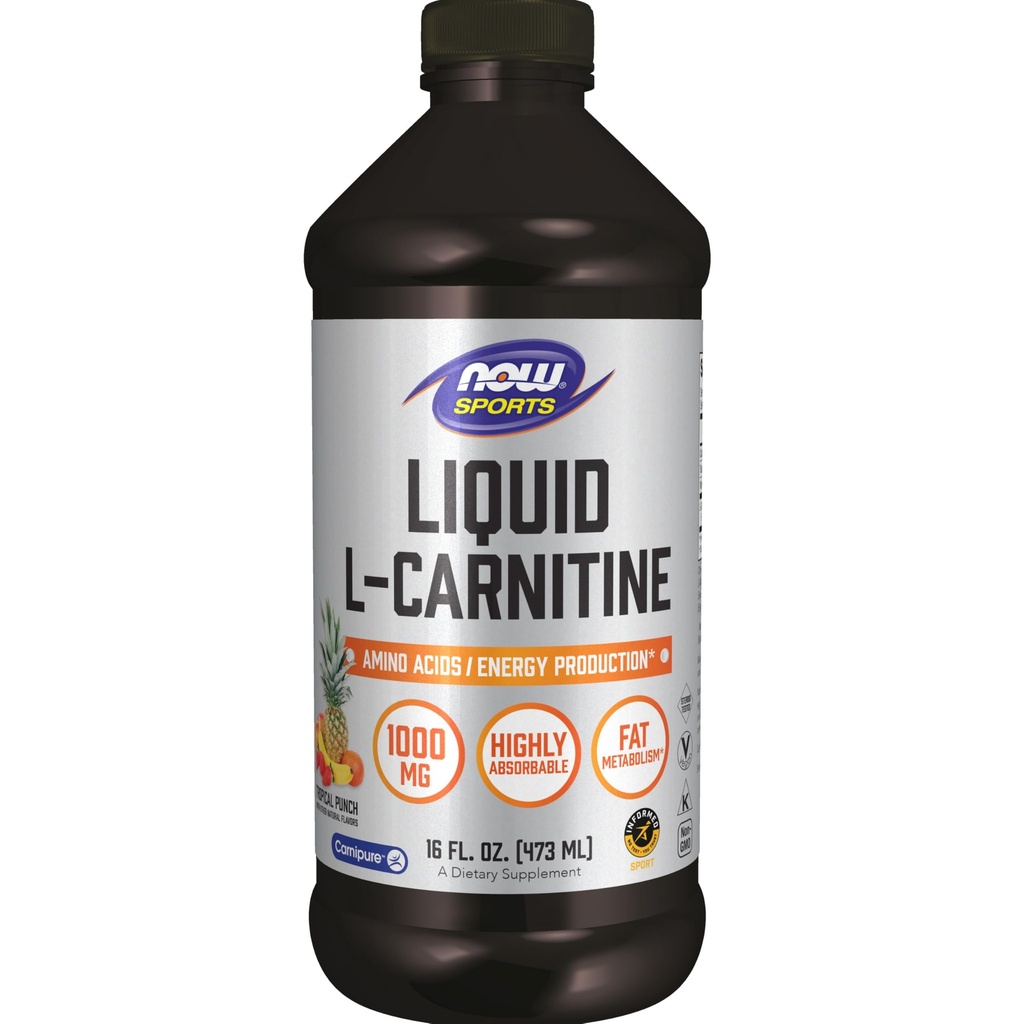 NOW Sport Nutrition, L-karnitiin Vedel 1000 mg, väga imenduv, troopiline Punch, 16-kordne