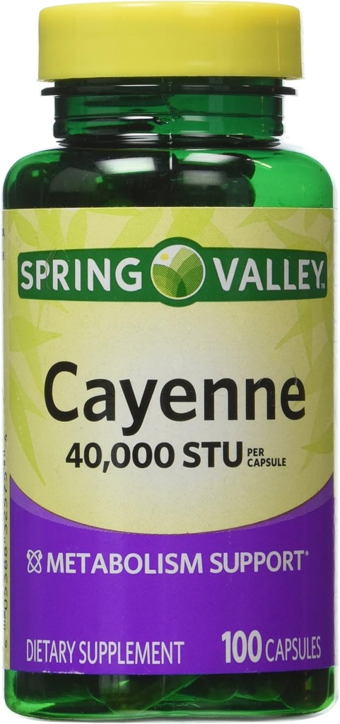 Spring Valley - Cayenne Fruit 40 000 STU, kogu ürdi, 100 kapslit