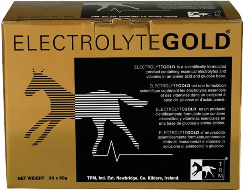 TRM Elektrolüüt Kuldse Jõudluse Hobuse Sööt Lisa Elektrolüütide Täiendamiseks | Võitleb Väsimust | Sisaldab Vitamiine C & E - 30 Qty x 1.76 oz (30 Qty x 50g) - 30 Qty x 1.76 oz
