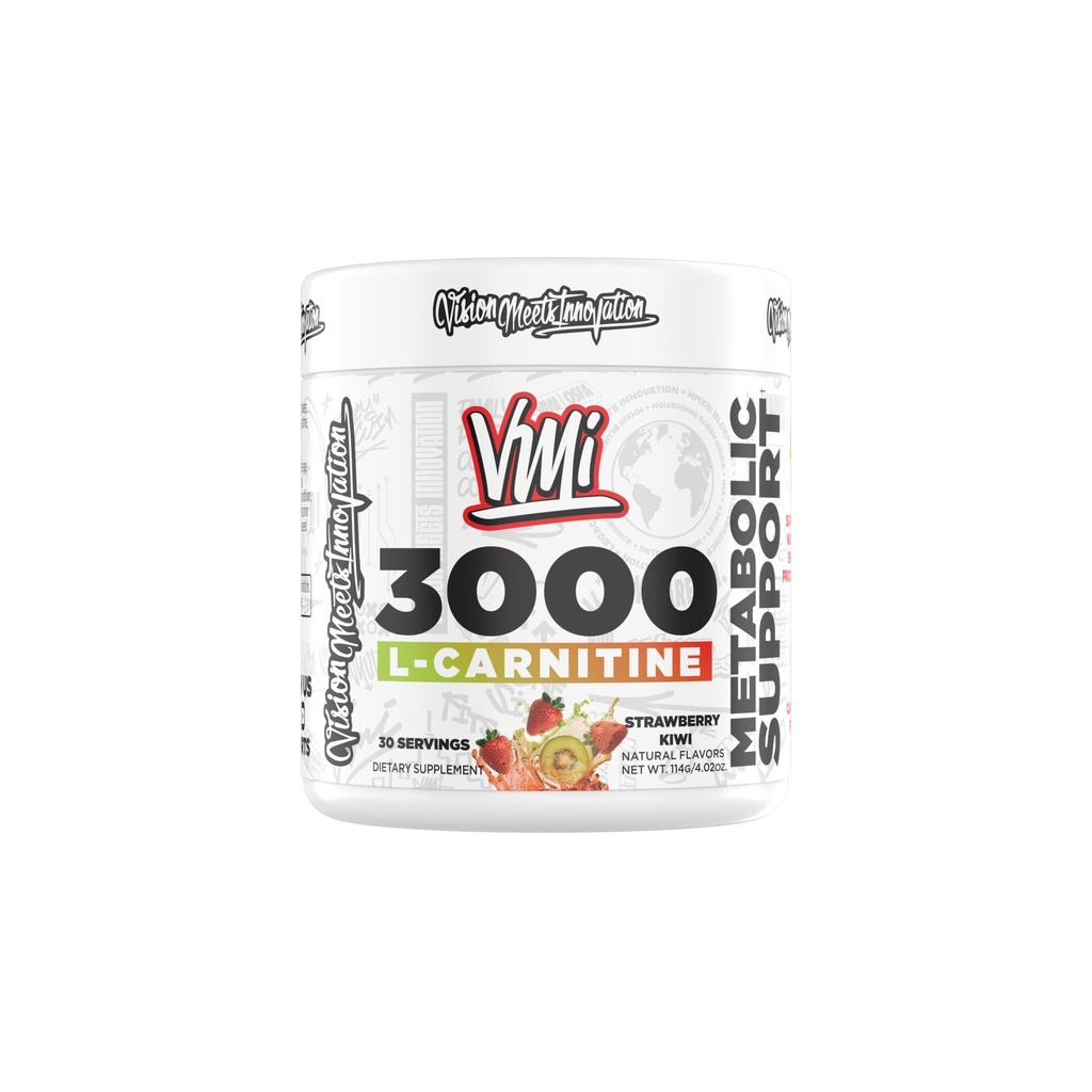 VMI Sports L-karnitiin 3000 Powder | 3000 mg L-karnitiin | Metaboolne toetus Maksimaalne imendumisvalem | Suur maitse meestele ja naistele | 30 serveerimist (30 serveerimist, maasika kiivi)