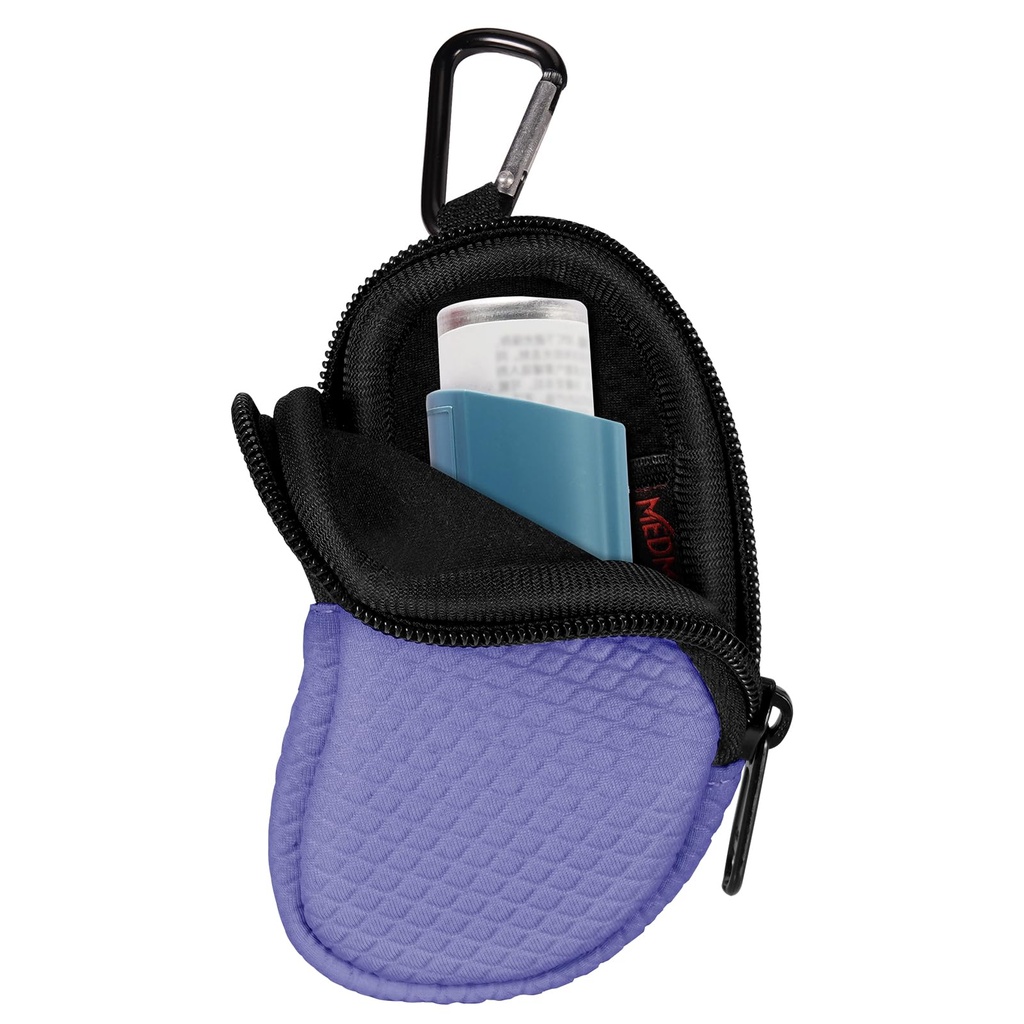 Neoprene astma inhalaatori hoidja, kaasaskantav kaitsevarras, kerge kandekott koos karabiini klambriga ja võrgutaskuga sees, sissehingatav (ainult juhul) (Violet)