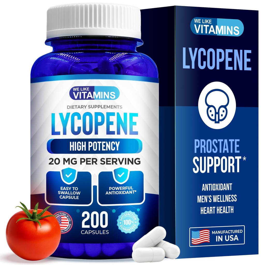 Meile meeldivad vitamiinid Lükopeenilisandid meestele - 20 mg lükopeeni serveerimise kohta - 200 kapslit - super antioksüdant, mis aitab toetada immuunsüsteemi ja eesnäärme tervist
