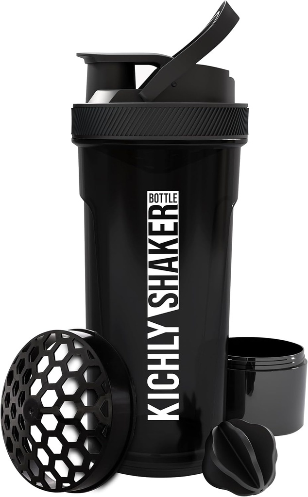 KICHLY Shaker Bottle 1 Pack - 24 Ounce Plastvalgu Shaker Pudel Pre & Post treeninguks Twist & Lock Protein Box Storage (must)