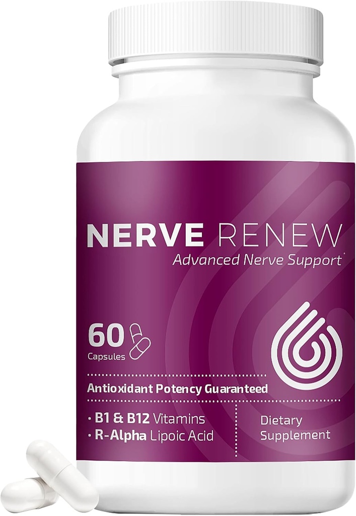 NERVE RENEW Advanced Nerve Support - 300mg Stabilized R-Alpha Lipoic Acid, Vitamin B Complex, Benfotiamine, Herbs for Fast-Acting Support