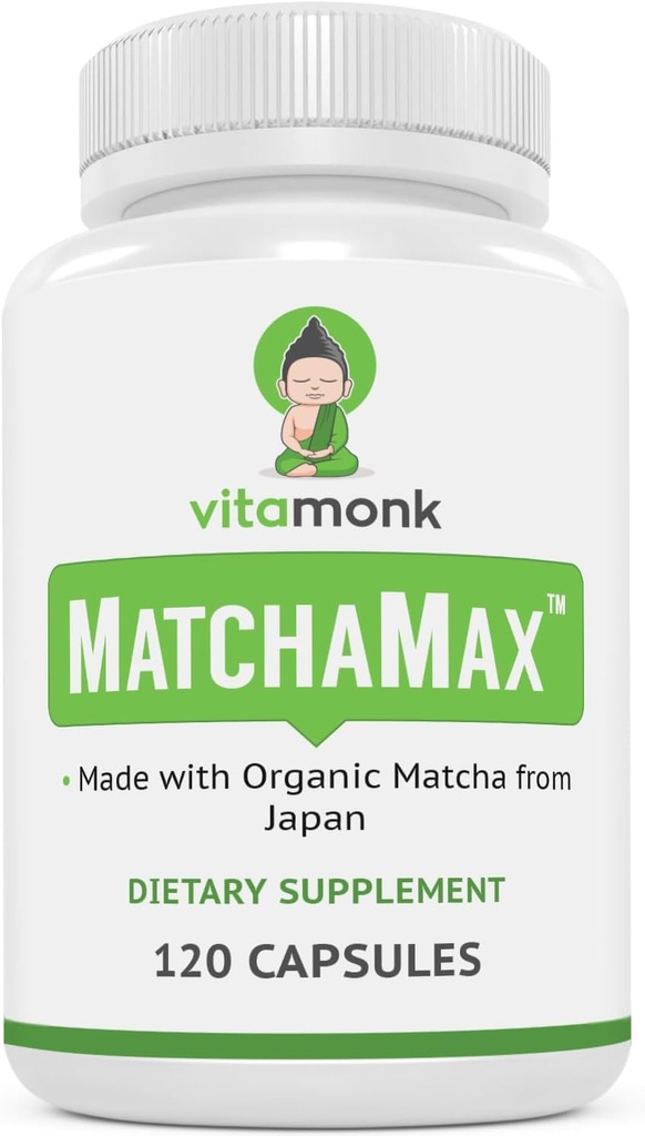 MATCHAMAXTM Orgaaniline Jaapani Matcha Kapslid - Puhas Orgaaniline Matcha Roheline Tee Pills sile Zen-like energia ja loodusliku meeleolu Boost - Vegan Matcha täiendus pakendatud Antioksüdandid - 120ct