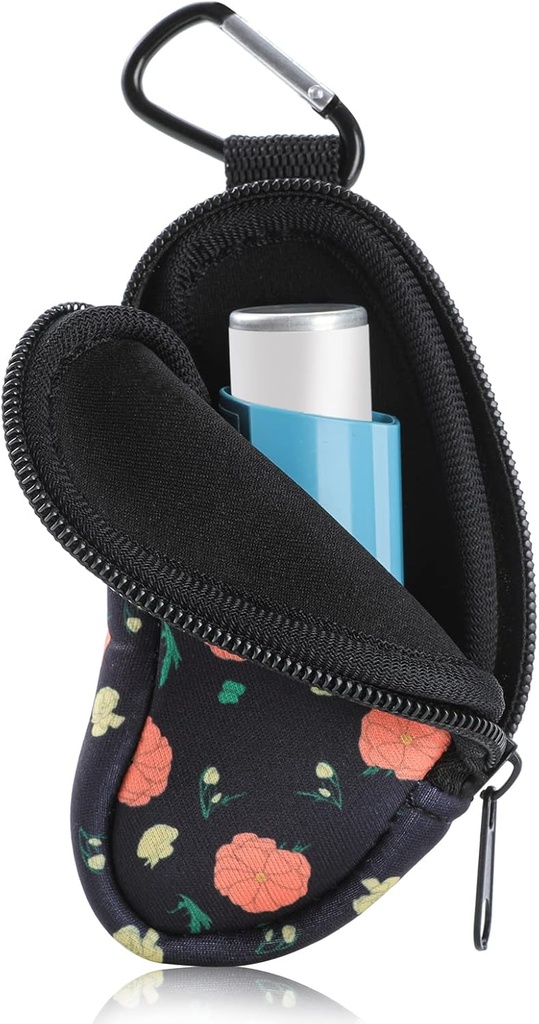 Astma inhalaatori hoidja Kaitske kaasaskantavat kotti kandev hoidja Neoprene Travel Inhaler Mini kott L-kujulise inhalaatori jaoks, inhalaator ei sisalda (lill)
