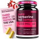 Berberine Supplement 1250mg Potent Botanical Capsules kaalulangus Bitter Melon ja Banaba Leaf - HCl Barberry Extract- 30 Servings