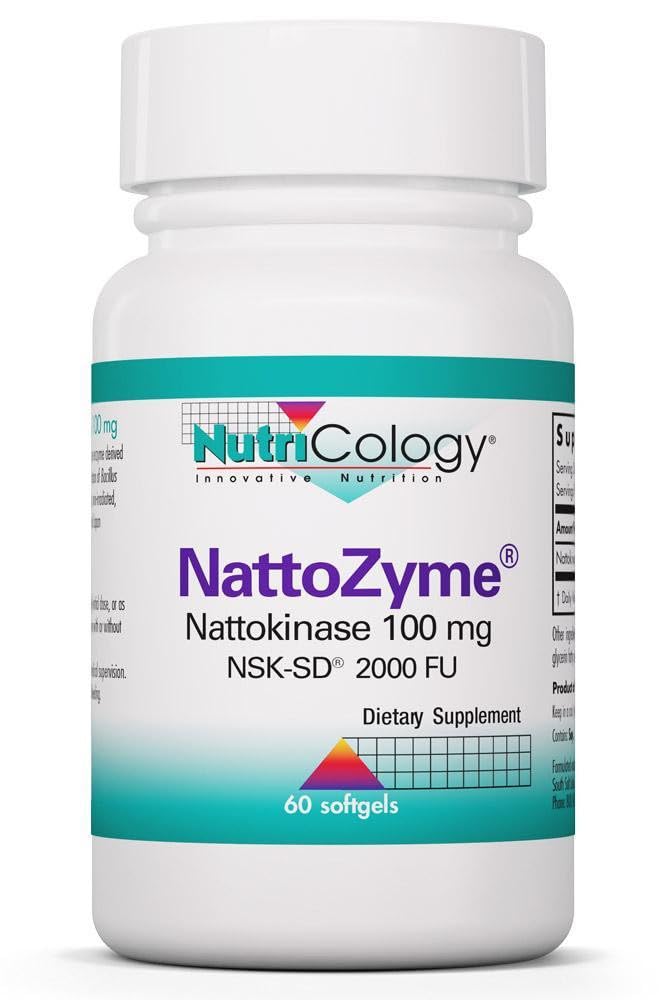 Nutrikoloogia NattoZyme - Nattokinaasi täiendus NSK-SD 2000 FU, 100mg, meestele ja naistele, hüpoallergeenne, valem südame toetamiseks - 60 taimetoitlust