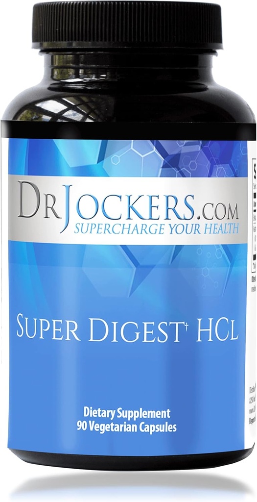 Super Digest HCL poolt Dr Jockers, Gut Health Supplement, Seedeensüümid Betaine HCl, Pepsiin, HCL Supplement, Betaiin vesinikkloriid, 90 päeva pakkumine, HCL Betaiin Pepsiiniga