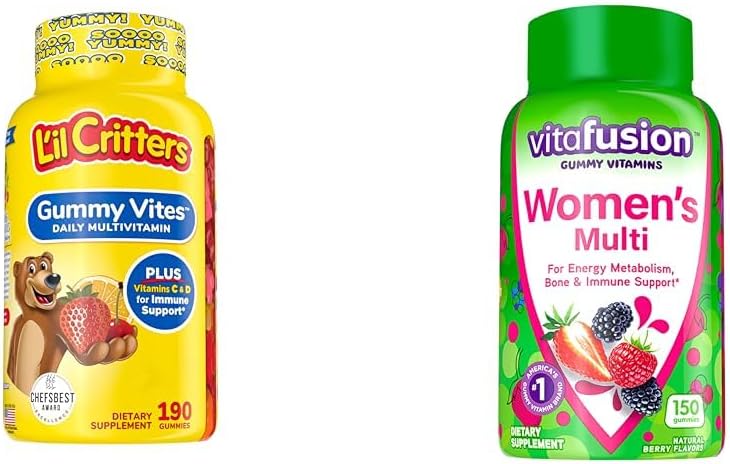 L'il Critters Gummy Vites Daily Gummy Multivitamiinid lastele ja Vitafusion Naised Multivitamiini Gummies