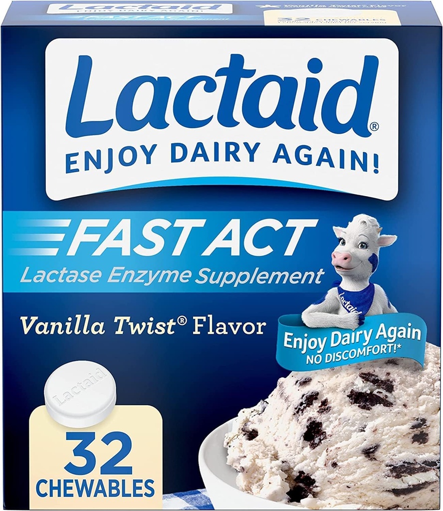 LACTAID Fast Act närimistables Vanilla Twist 32 tabletti ( Pakend 3)