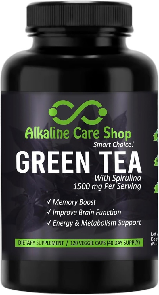 Leeliseline hooldus - roheline tee koos Spirulina ekstrakt 1500mg - kõrge neeldumine Ultra Potent Green Tee Supplement koos Spirulina - Roheline tee energia ja ainevahetuse tugikapslid - 120 kapslit