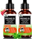 (2 Pack) Orgaaniline orgaaniline õli mustade seemnete õliga immuunsuse, seedetrakti ja antioksüdandi jaoks, w / kollane leedripuu hooajaline tugi 6X absorbeerimine Vedel Oregano tilgad