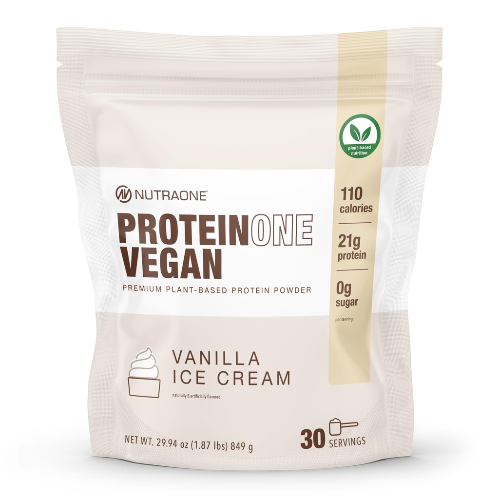 NutraOne ProteinOne Vegan Taimepõhine Valk Pulber Veganvalgu pulber, piimavaba, herne- ja riisivalk (Vanilla jäätis)