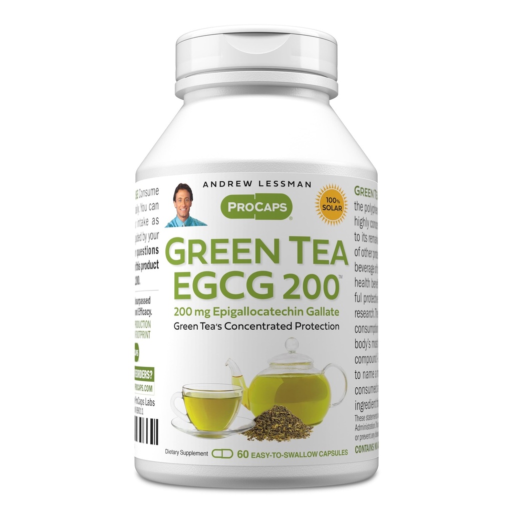 ANDREW LESSMAN Green Tea EGCG 200mg - 60 kapslit - 200 mg EGCG, võimas antioksüdantide tugi tervetele maksafunktsioonidele, immuunsüsteemile, ajule, südamele ja vereringesüsteemidele. Ei mingeid lisaaineid