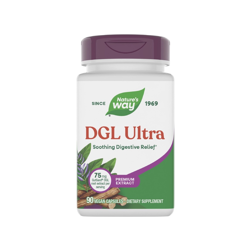 Nature's Way DGL Ultra, Premium lagritsa juure ekstrakt, rahustav seedetrakt *, GutGardiga, 75 mg ühe serveerimise kohta, gluteeni pole, 90 vegankapslit (pakendamine võib varieeruda)