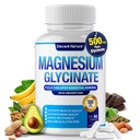 Magneesiumglütsinaat 500mg Magneesiumilisand - Kelaaditud kõrge imendumise ja biosaadavuse toetamiseks Une, lihased, luud, krambid, taastumine ja energia, Vegan Non-GMO 90 kapslid