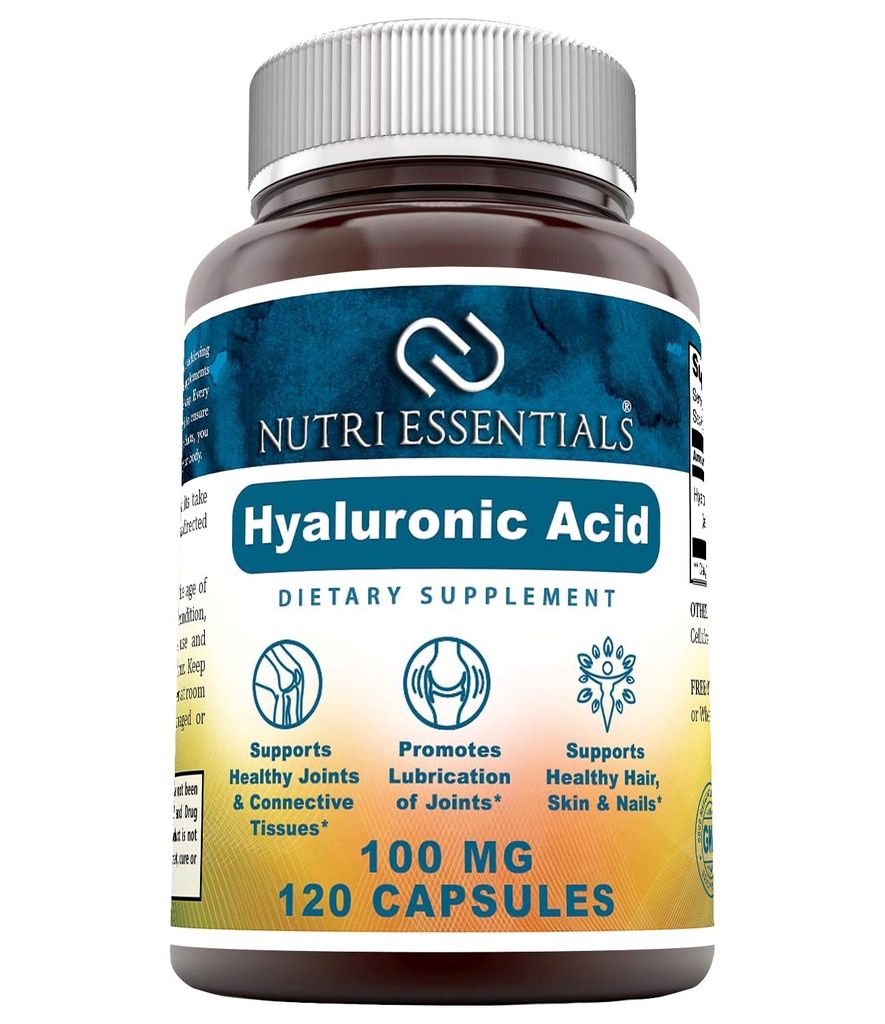Hüaluroonhappe toidulisand - 100 mg 120 kapslit (mitte-GMO) - parimad toidulisandid liigeste tervise, nahahoolduse ja muu jaoks *