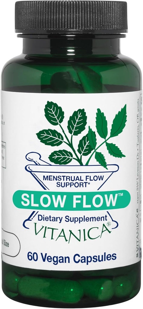 Vitanica Slow Flow, Menstrual Flow Support, Vegan, 60 kapslit (Slow Flow Pro Logo)