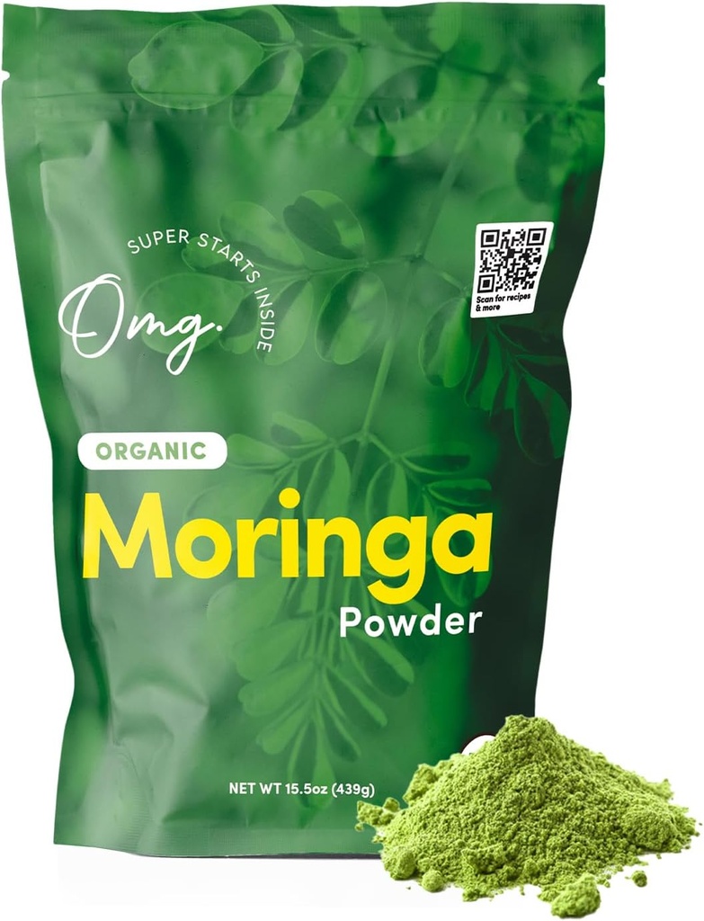 OMG! Superfoods Orgaaniline Moringa pulber - 100% puhas, USDA sertifitseeritud orgaaniline - hea kaltsiumi, raua, A-vitamiini, E-vitamiini ja muu allikas! - 15,5 Ounces (1 pakend)