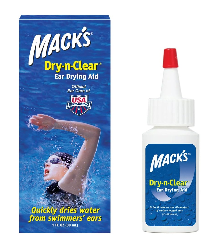Mack's Dry-n-Clear® Ear Drying Aid - Ujujad Kõrvatilgad vee ummistunud kõrvadele pärast ujumist, dušši, sukeldumist ja surfamist - 1 Fl Oz