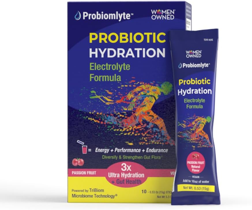 Probiomlüüt - probiootiline hüdratsioonivõimendi (passion fruit) koos patenteeritud TriBiom mikrobioomi tehnoloogiaga vastupidavuse, jõudluse, energia ja soolestiku tervise jaoks