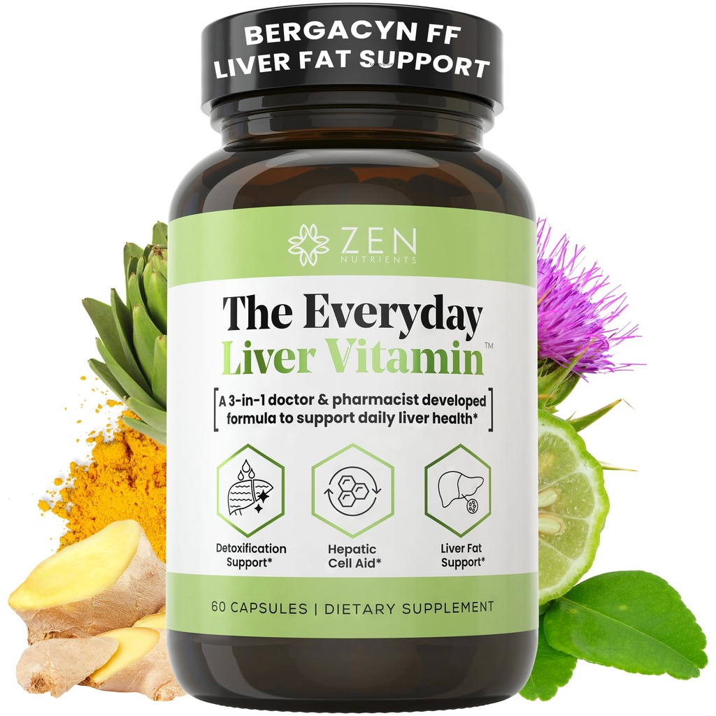 Zen Toitained Igapäevane Maksavitamiin - Maksa Puhastamine Detox & Remont Bergacyn FF, Orgaaniline Piimaohakas, Dandelion Juur & Artišokk Ekstrakt Maksa Tervise - Rasva Maksa Abilisandid