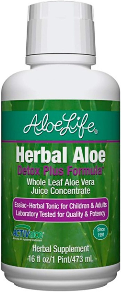 Aloe Life - Detox Plus Formula, Aloe-Based Detox Supplement, Aloe Vera mahla Puhastamine, Soodustab Tervislikumat Seedimist, Kontsentreeritud Taimne Toonik, Soolestiku Tervise Detox Üldiseks Terviseks (Lemon Lime, 16oz.)