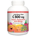 Looduslikud tegurid, lastele näritav C 500 mg vitamiin, toetab immuunsüsteemi tervist, luud, hambad ja igemed, virsik, kirglik vili ja mango, 180 vahvlit