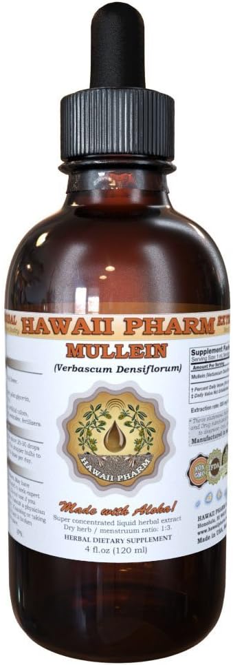 Mullein Liquid Extract, Organic Mullein (Verbascum densiflorum) Tinktuur, Herbal Supplement, Hawaii Pharm, Made in USA, Hawaii Pharm, Made in USA 2 fl.oz