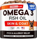 StrellaLab Fish Oil Omega 3 Treats for Dogs (180 Treats) - Allergia & Itch Relief - Naha & Coat Supplement - Joint Health - Wild Alaskan Salmon Oil - Shedding, Itchy Skin Relief - Omega 3 6 9 - EPA & DHA