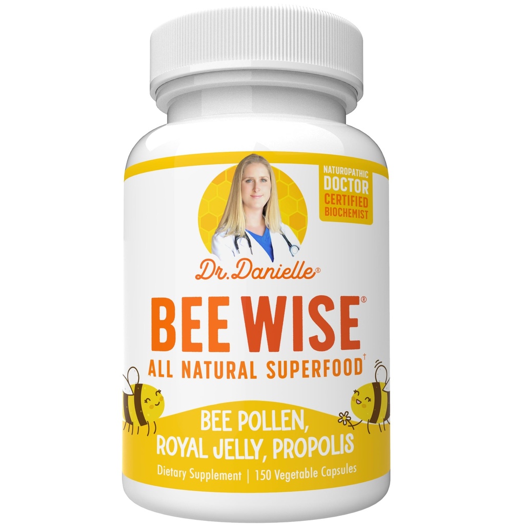 Dr Danielle's Bee Wise - Bee Pollen Supplement - Bee Well koos Royal Jelly, Propolis, Beepollen 4 Daily Bee Pollen kapslid