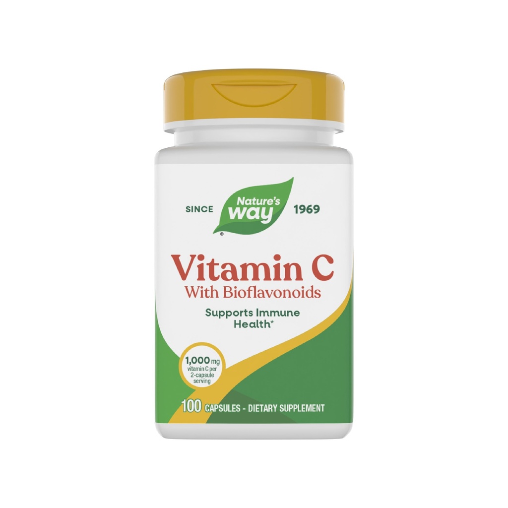 Nature's Way C-vitamiin bioflavonoididega, immuunsuse tugi *, kõrge potentsiga C-vitamiin 2-kapsli serveerimise kohta, soodustab kollageeni *, 1000 mg 2-kapsli serveerimise kohta, 100 kapslit (pakendamine võib varieeruda)