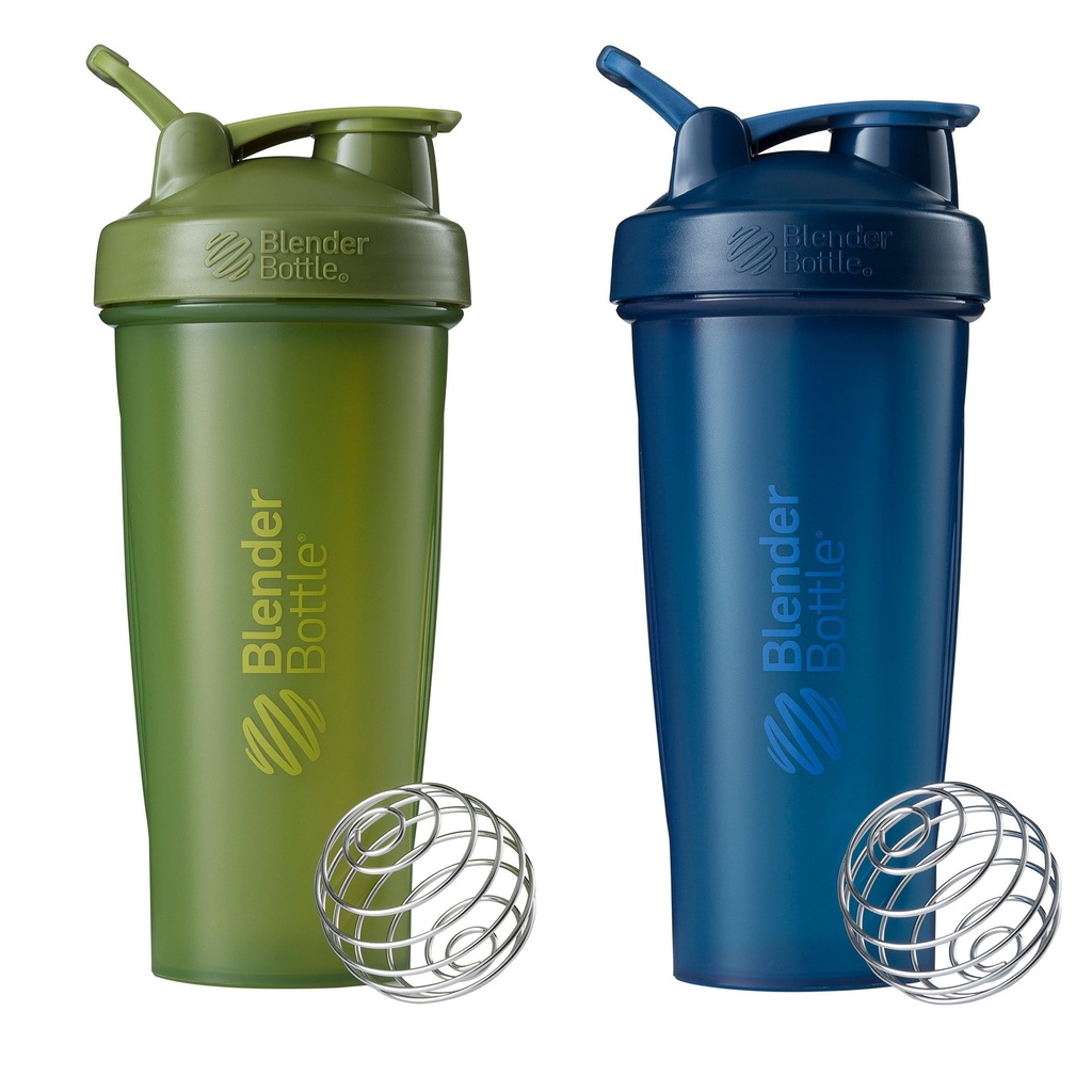 BlenderBottle Classic Shaker Bottle Perfect Protein Shakes ja Pre Workout, 28-Ounce (2 Pack), Moss ja Merevägi
