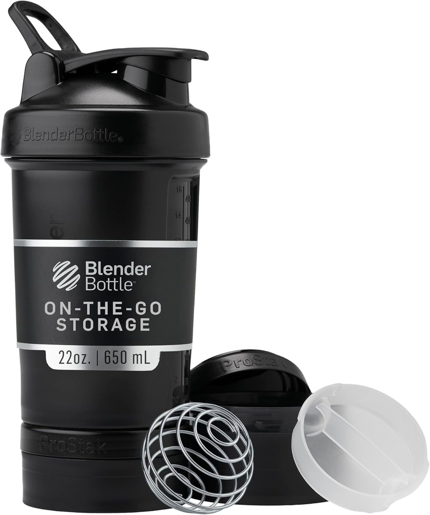 BlenderBottle Shaker pudeli koos pillide korraldaja ja ladustamiseks valgu pulber, Classic V2 ProStak System, 22-Ounce, Midnight Black