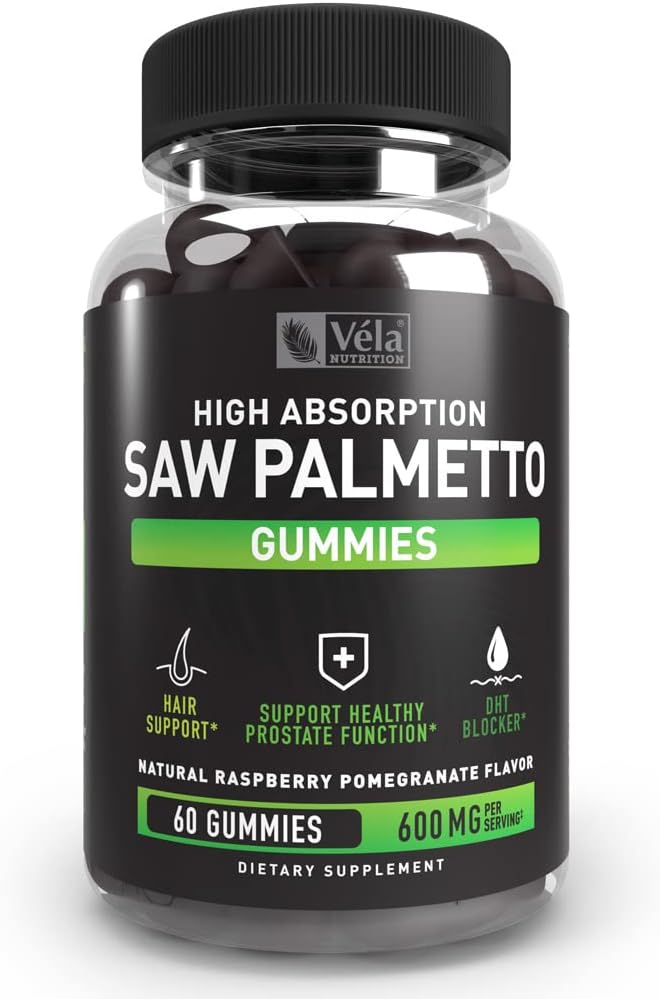 Saw Palmetto Gummies kompleks meestele ja naistele | Juuste kasvu täiendada | Kuseteede funktsiooni tugi, eesnäärme funktsiooni tugi | DHT Blocker | 60 Gummies
