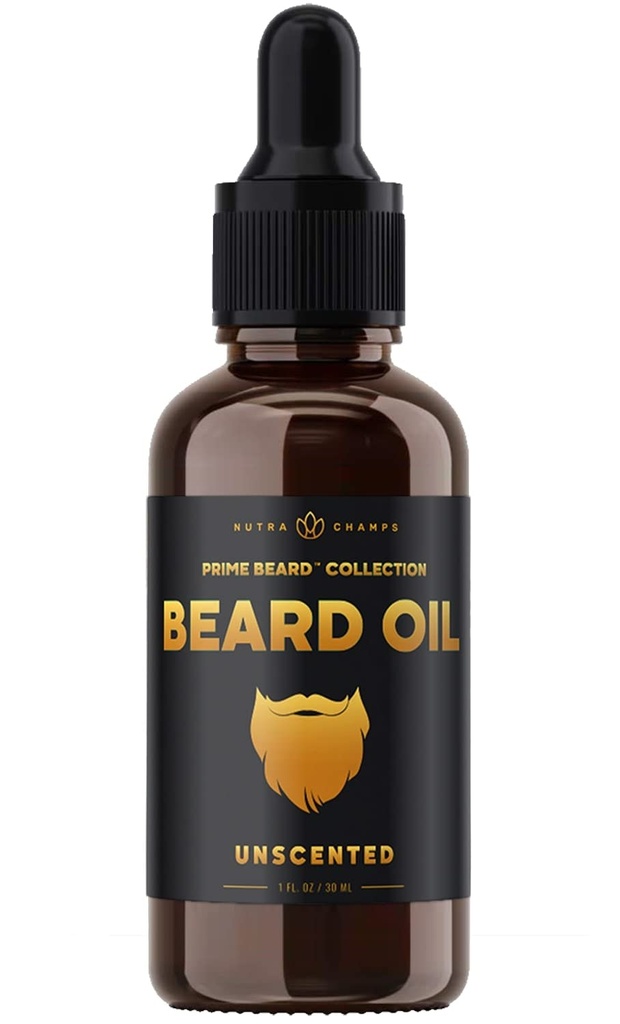 NutraChamps Beard Oil Conditioner - Unscented Virgin Argan, Jojoba, Viinamarjaseemneõlid & More for Beard Growth - Softens & Strongs Beards & Vuntsid meestele - Premium Signature Prime Beard Blend