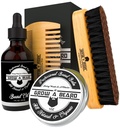Beard Brush, Beard Comb, Beard Oil ja Beard Balm Grooming Kit meeste hooldus, Travel näo juuksed komplekt kasvu, stiili, sära ja pehmus, suured kingitused talle