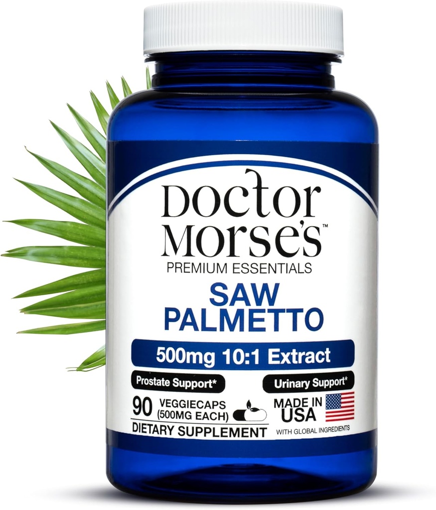 Doctor Morse's Saw Palmetto 10:1 Extract 500mg Equivalent to 5000mg, Prostate Health Support Supplements for Men & Women - FDA-Registered, NSF-Certified Facility - Extra Strength Formula - 90 Caps