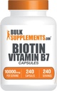 BulkSupplements.com Biotin 10000mcg kapslid - Biotiini lisand, biotiini vitamiinid juustele, nahale ja küüntele, vitamiin B7 - gluteenivaba, 1 kapsel portsjoni kohta, 240 kapslit (pakk 1)