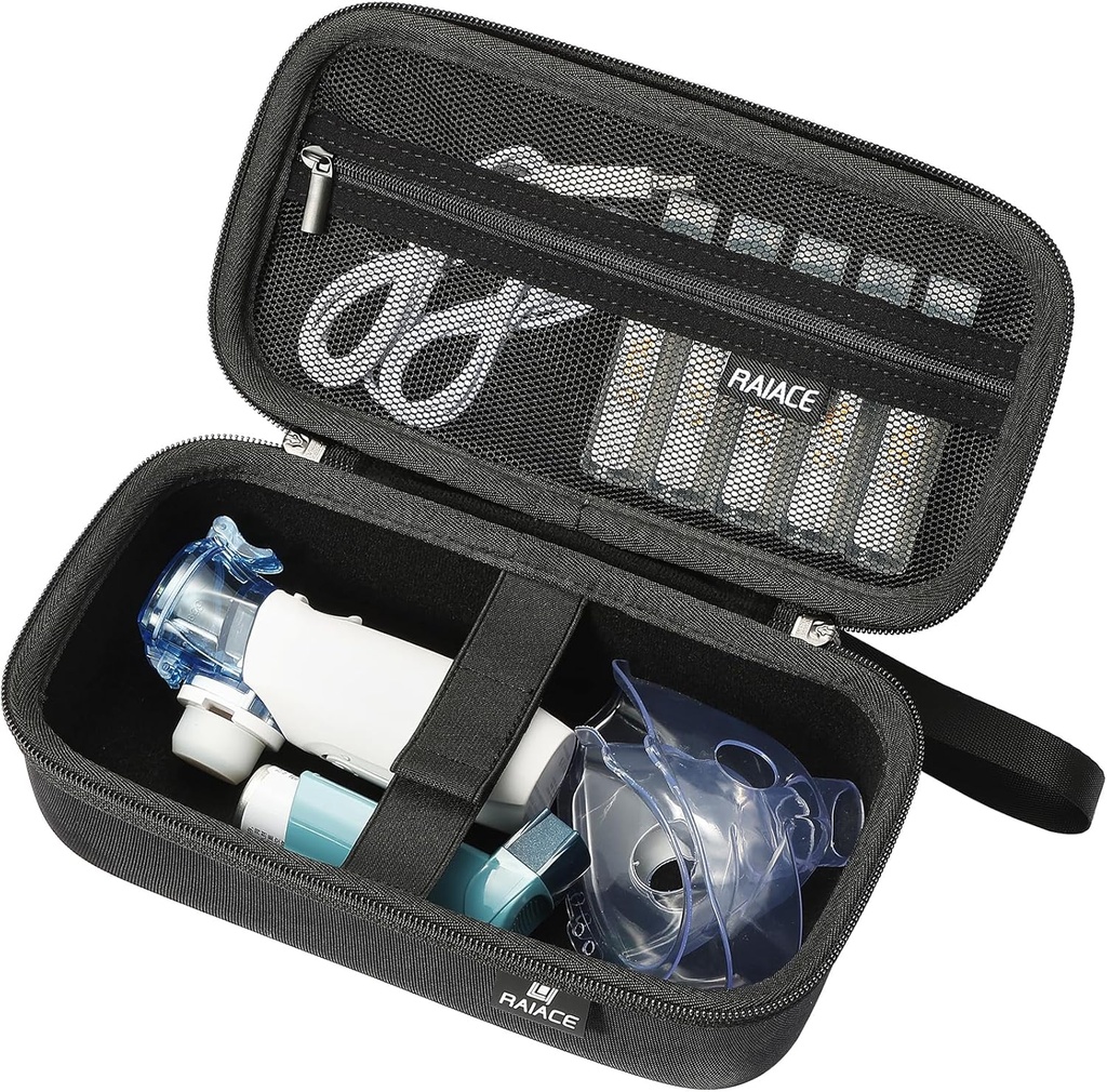 RAIACE Hard Storage Case for Portable Handheld Inhaler Nebulizer Machine, Astma Inhaler Travel Bag. Sisseehitatud võrgutasku Meditsiin ja tarvikud. (ainult juhul) - Must