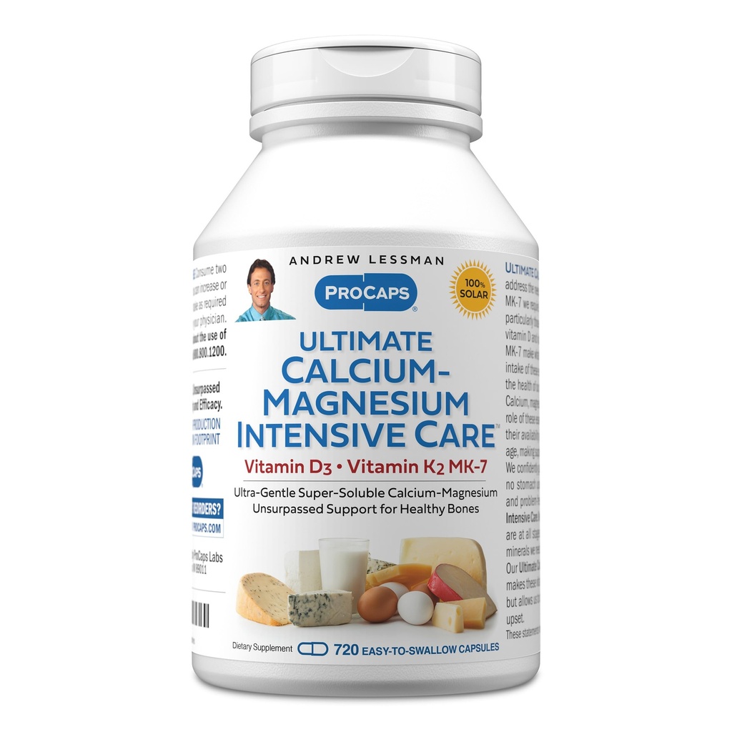 ANDREW LESSMAN Ultimate Calcium-Magnesium Intensiivne hooldus D3-vitamiini ja K2 MK7-120 mcg - 720 kapslit - Luu ja skeleti tervis Essentials. Õrn, kerge alla neelata, super lahustuv. Ei mingeid lisaaineid