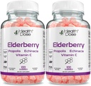 Health Dose Elderberry Sambucus Gummy Vitamins Kids 100 Gummies. koos Propolis Extract, Echinacea, C-vitamiin, Yummy Vaarika Maitse, Vegan, Gluteenivaba, Kaitse, Immune Support Booster. Pakk 2